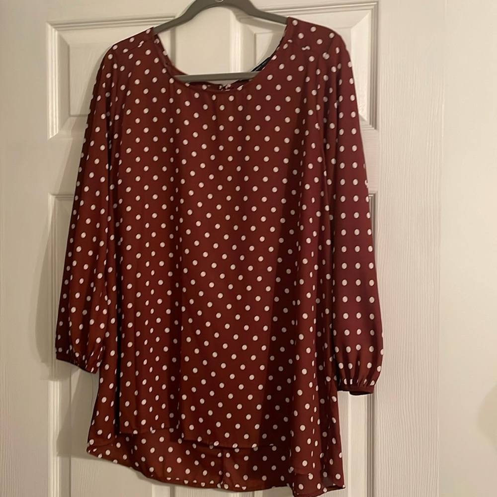 Brown/white blouse